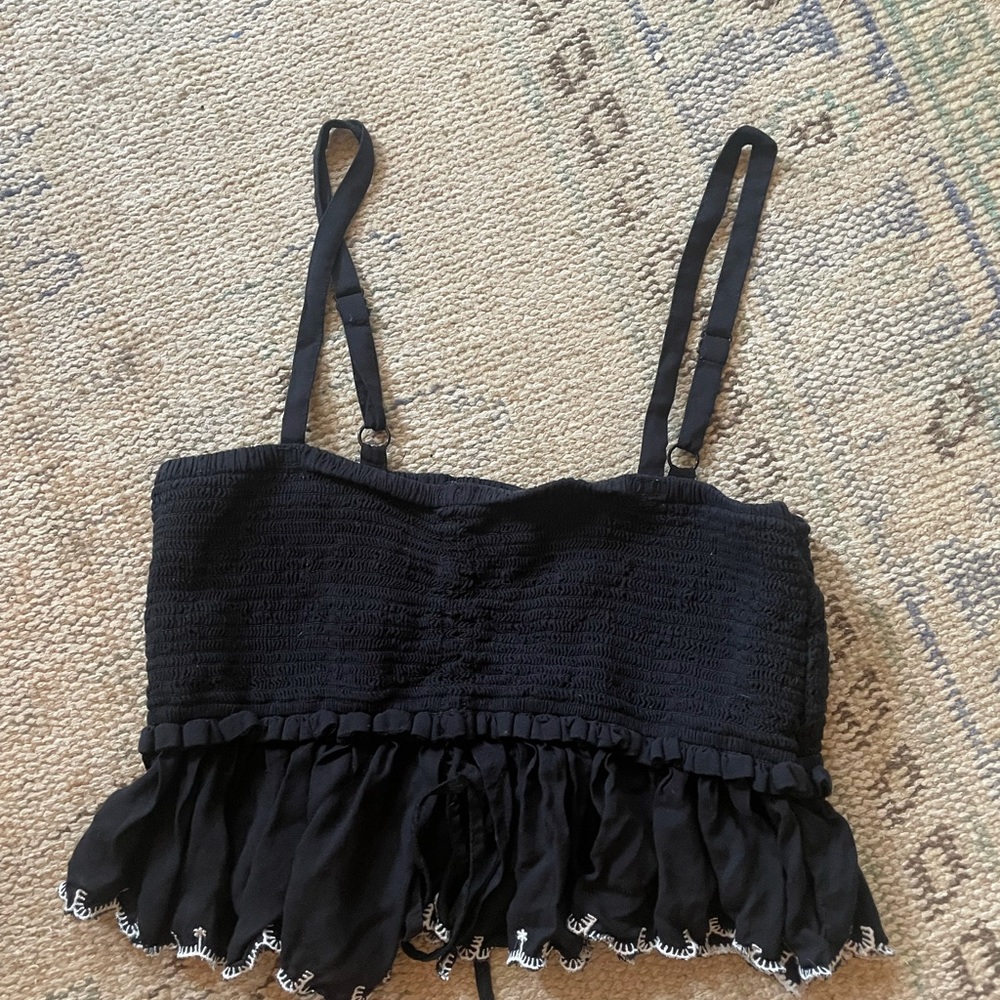 Aritzia Wilfred Black Crop Top XS